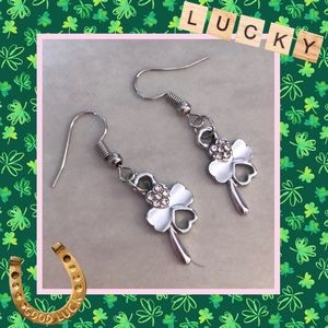 4 leaf clover/shamrock silver earrings